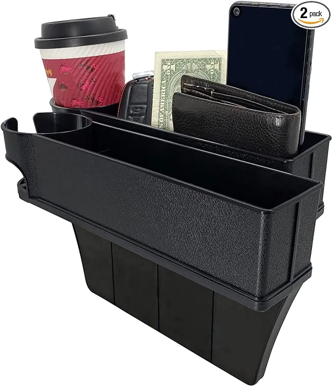 Storage Box Car Console Side Cup Holder Seat Gap Filler Pocket Organizer PU Bag