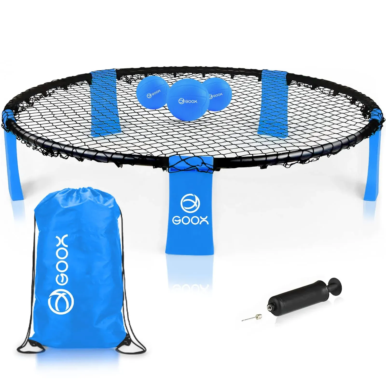 GOOX Outdoor Beach Ball Games with Carrying Bag, 3 Balls, Net and Strip Light ...