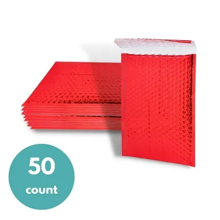 SSBM 50 Pcs 16x17.5 Red Poly Bubble Mailers Padded Shipping Protection Envelopes Mailing Self Sealing Bags