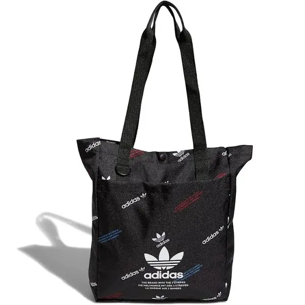 FINAL PRICE NWT Adidas Medium Tote: Black Multi-Color Logos, Pockets, 2 Handles