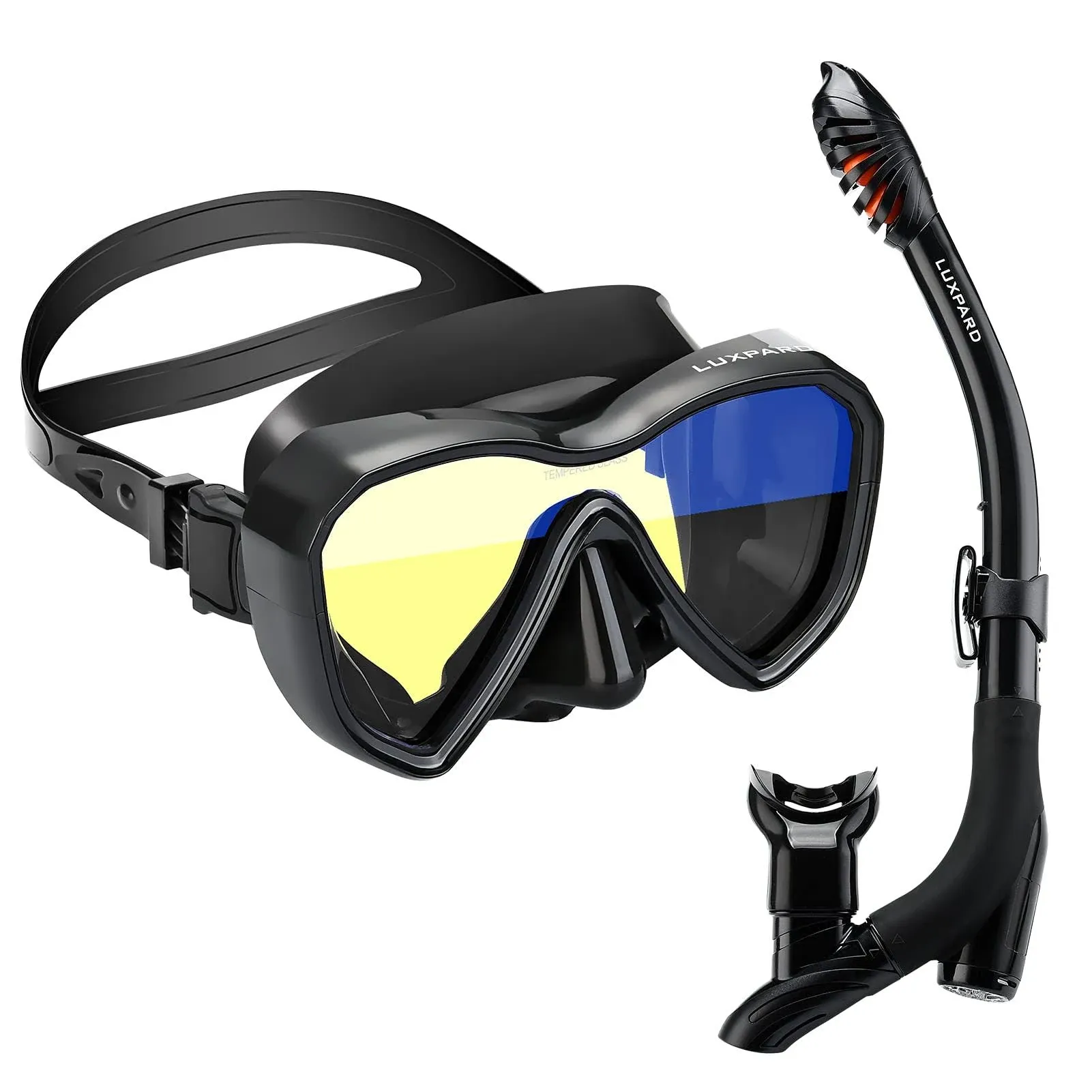 Snorkel Set, Anti-Fog Panoramic View Snorkel Mask and Anti-Leak Dry Snorkel Tube