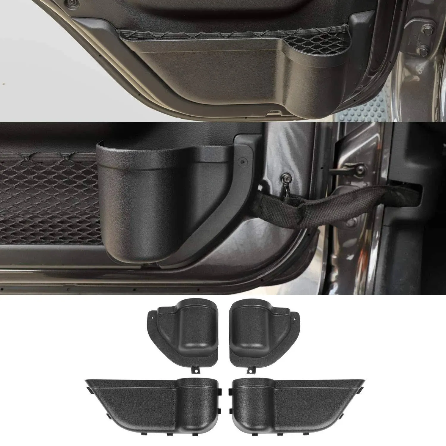 YOCTM Front and Rear Door Organizer Tray for 2018 2019 2020 2021 2022 2023 Jeep Wrangler JL 4xe JLU Rubicon Sport Sahara Gladiator JT