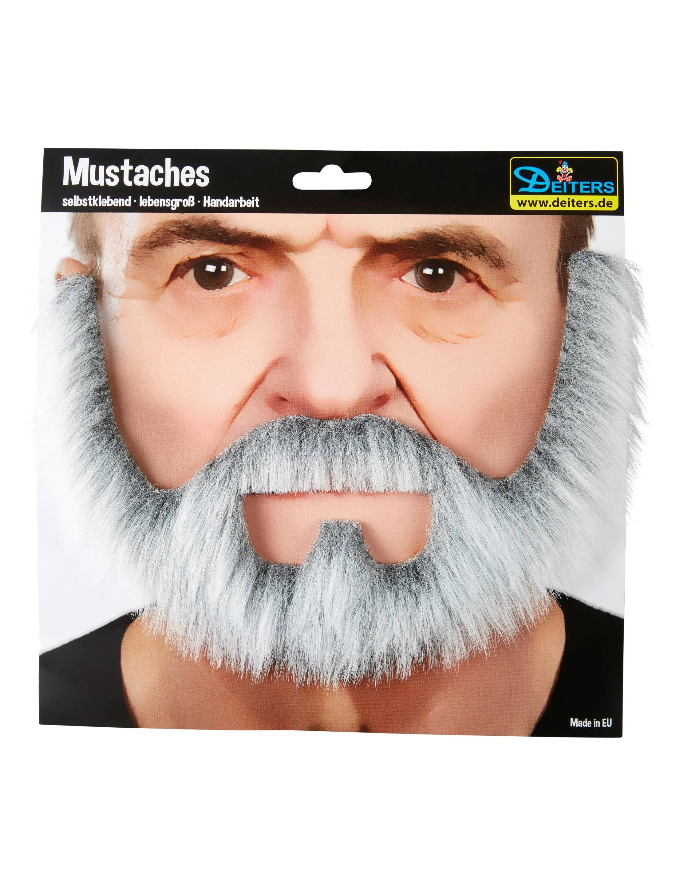 White &amp; Grey Mustache &amp; Beard Set 3M Self Adhesive Facial Hair Mens Old Man King