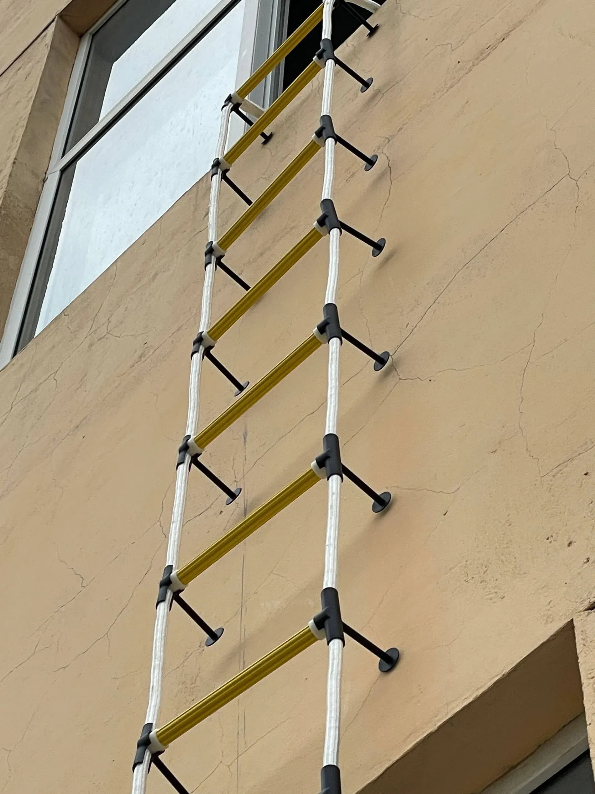 Rope Ladder Fire Escape with Stand-Off Stabilizers - Emergency Escape Ladder