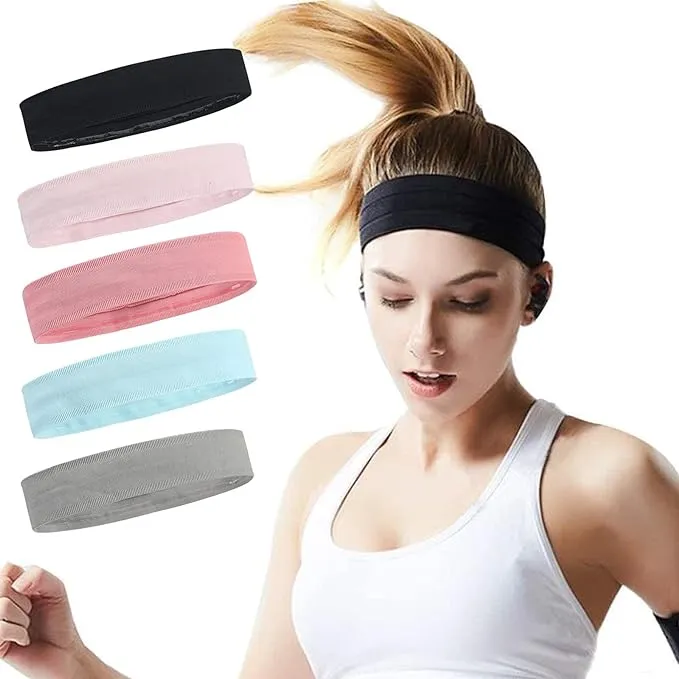 Workout Headbands for Women Men Non Slip Headband Sport Headbands Sweatbands Elastic Sport Hair Bands for Yoga Running Sports Travel Indoor Fitness Gym