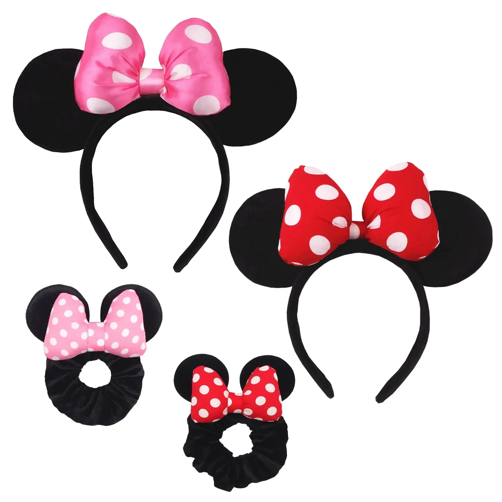 2 Pcs Shiny Mouse Ears Headband and 2 Pcs Sequin Mouse Ears Velvet Scrunchies...