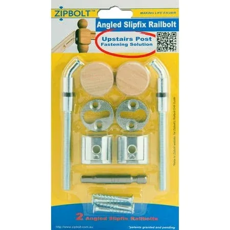 Zipbolt Angled Slipfix Railbolts - Connect Angled Handrail to Newel, 5 Packs