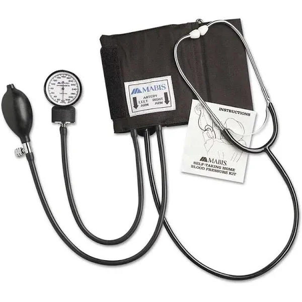 HealthSmart Manual Home Blood Pressure Monitor with Standard Cuff and Stethoscope, Black