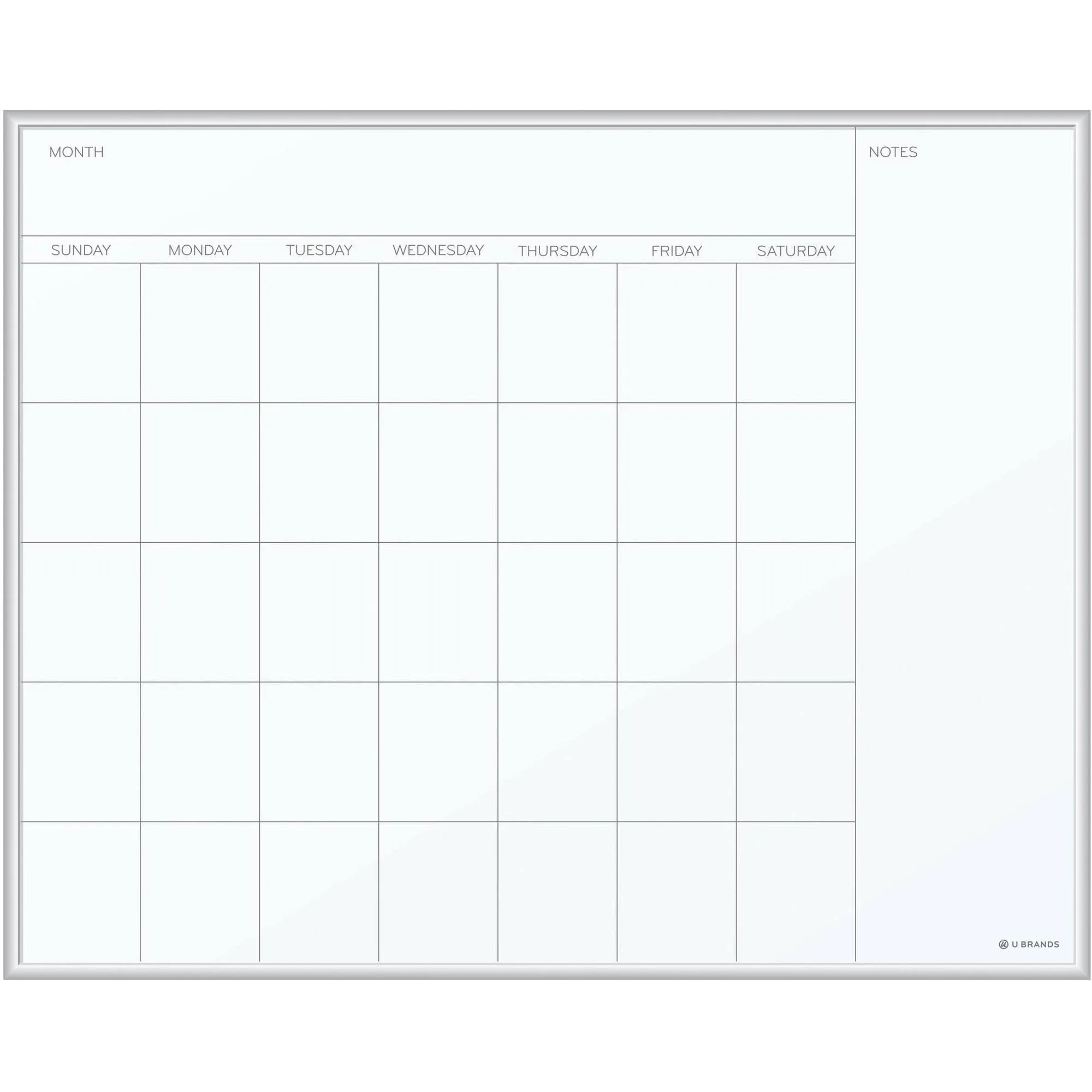 U Brands Magnetic Dry Erase Undated One Month Calendar Board 20 x 16 White