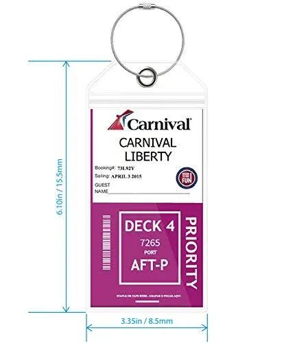 8x Luggage Tag Lanyard ID Holder Zip Seal for Princess Carnival Norwegian &amp; more