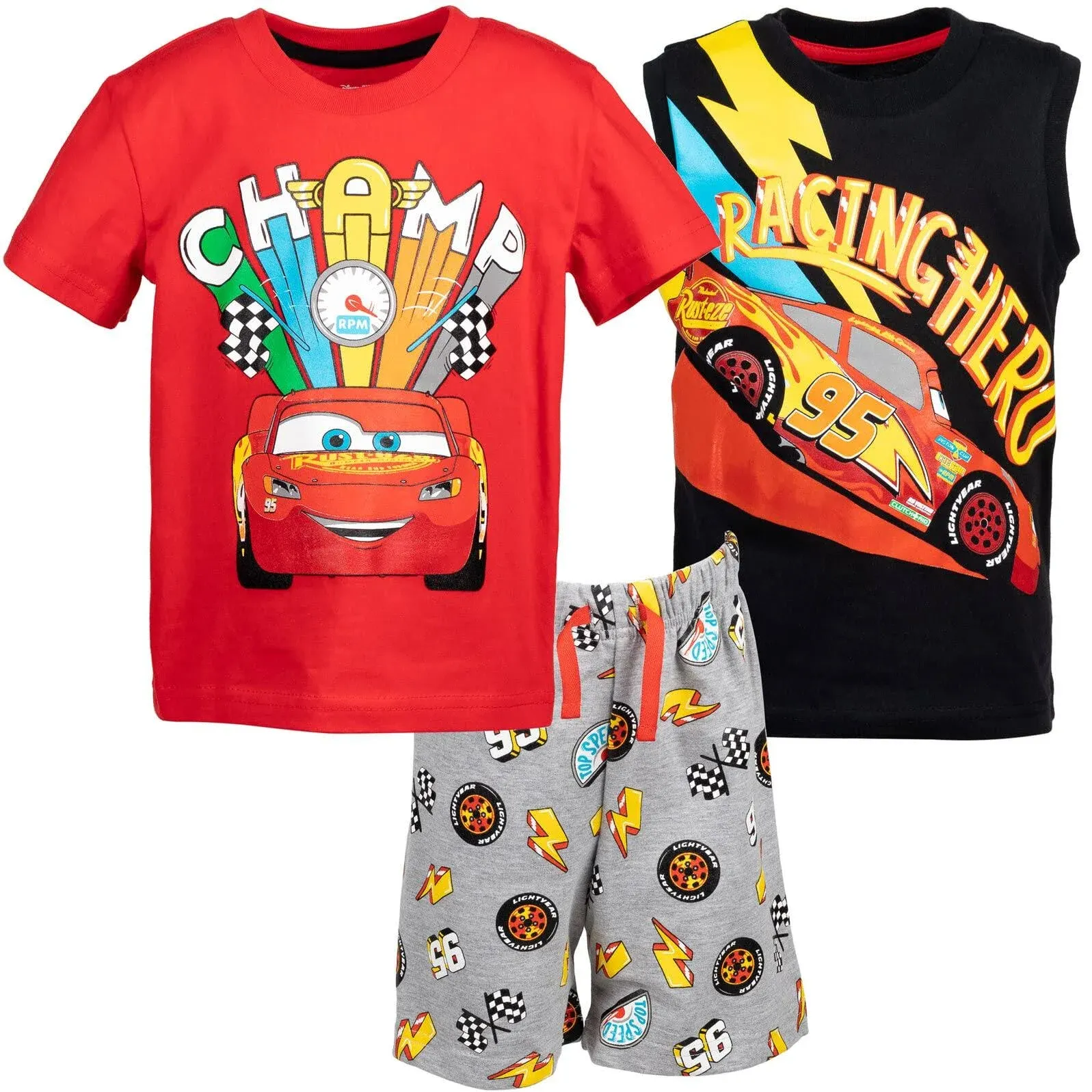 Disney Pixar Cars Lightning Mcqueen Toddler Boys Graphic T-Shirt Tank Top French ...