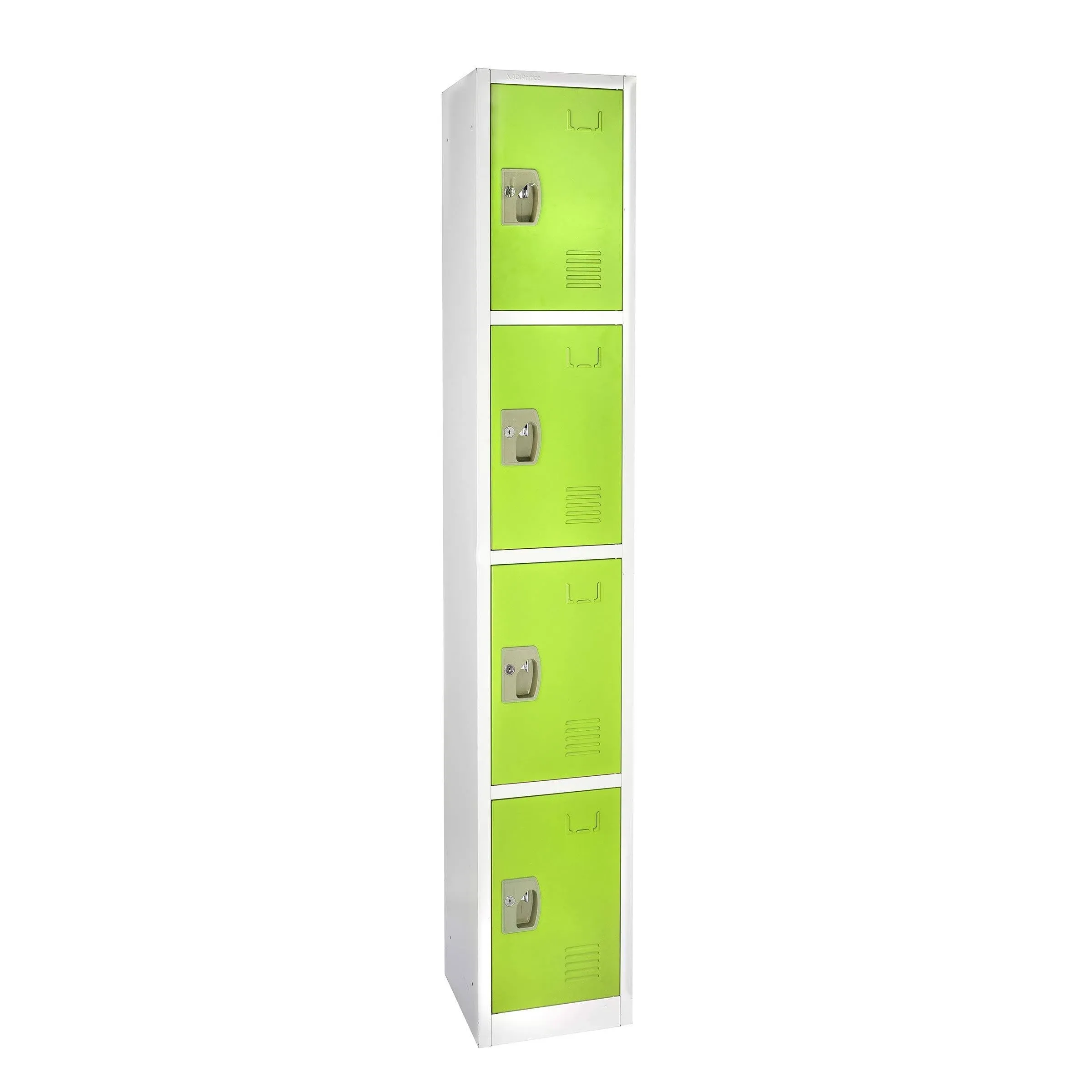 AdirOffice Large School Locker with 4 Doors 4 Hooks - Heavy Duty Stainless Steel Storage Locker for Garage Storage - Office Storage Lockers - (4 Door, Green)