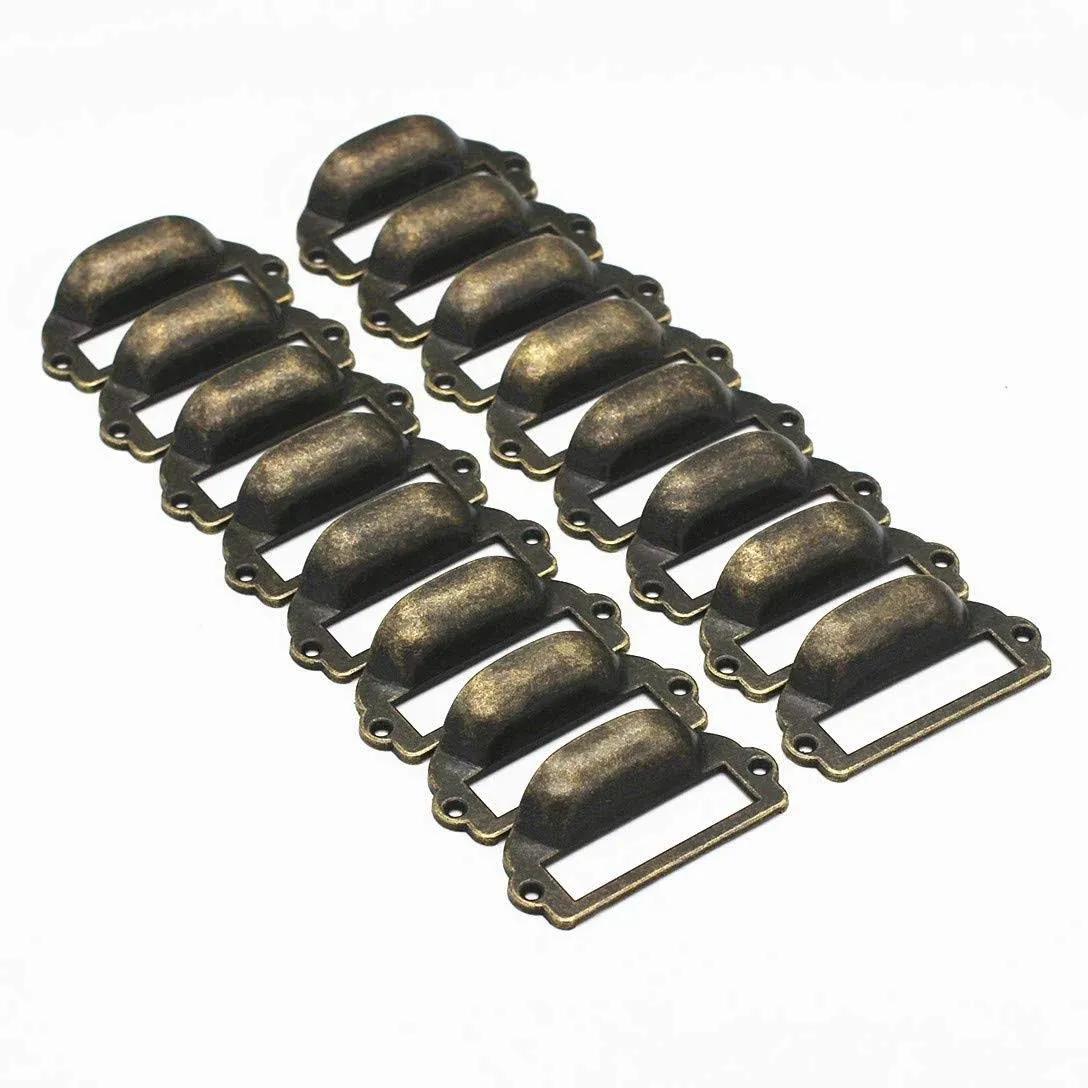 16PCS Antique Bronze Apothecary Drawer Pulls Card Catalog Drawer Pulls Card New