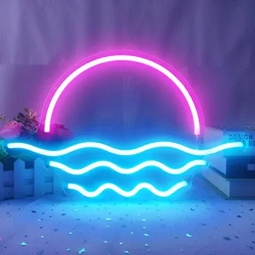 Sunrise Sunset Neon Sign Dimmable Wave Neon Sign Tropical Bedroom Decor Sunrise