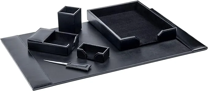 Dacasso d1401-black-leather-6-piece-econo-line-desk-set