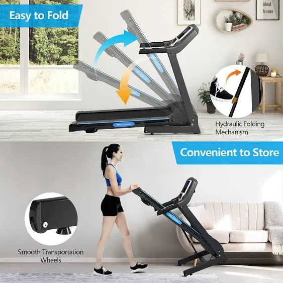 Costway 2.25HP Foldable Electric Treadmill Running Machine Exercise Home