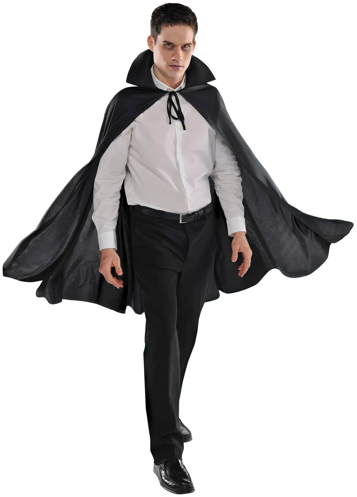 Mid Length Collared Black Cape Vampire Magician Adult Costume Accessory