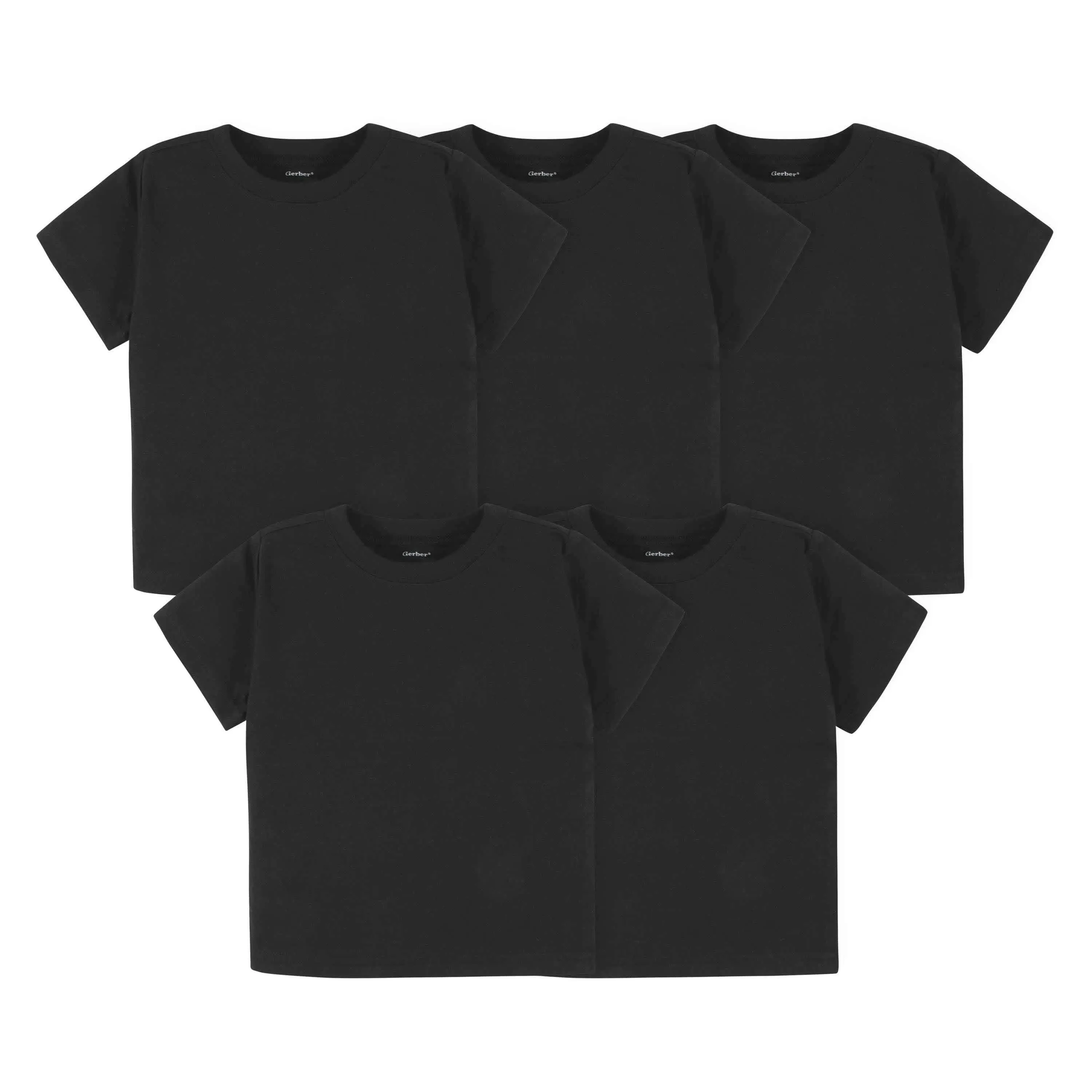 Gerber 5-Pack Infant & Toddler Black Premium Short Sleeve Tees - 2T