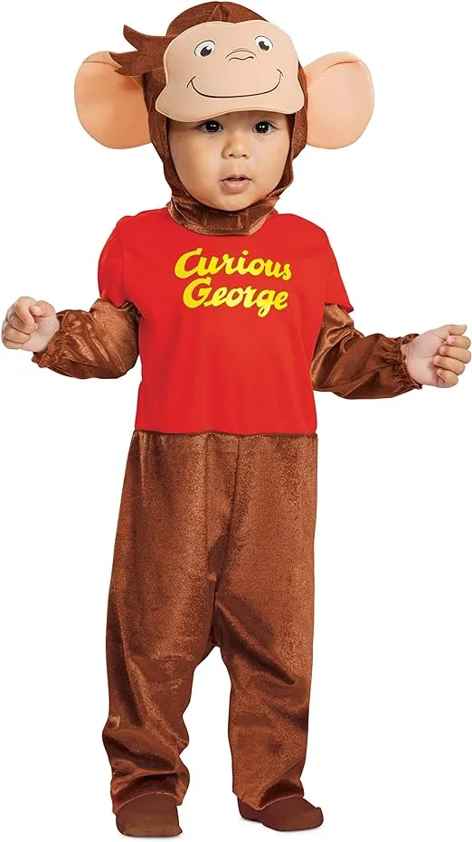 Curious George Costume for Kids, Official Curious George Costume, Toddler Size Small (2T)