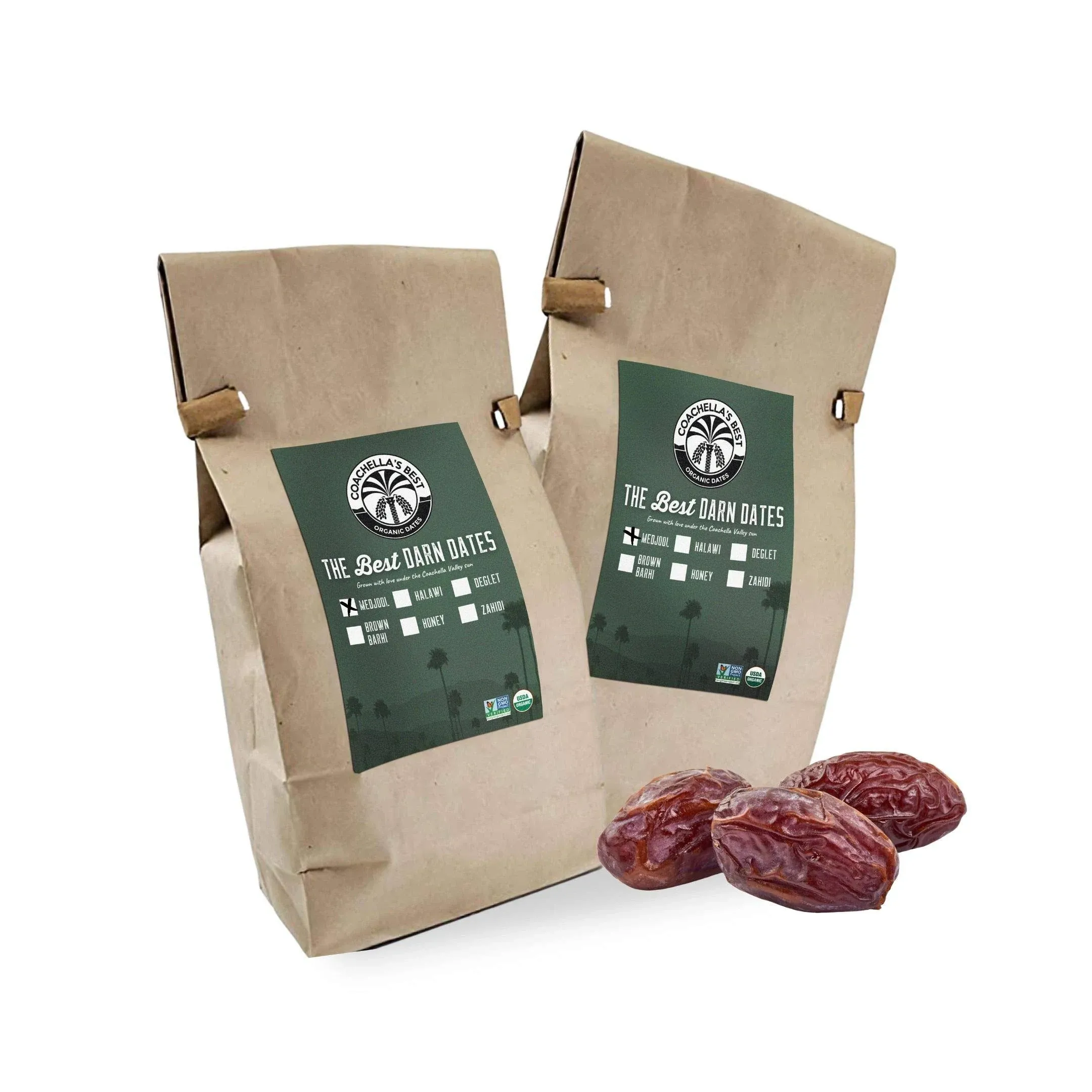 Two Pack of Coachella's Best™ Organic Fancy Medjool Dates 1 Lb Bag (2 lb total)