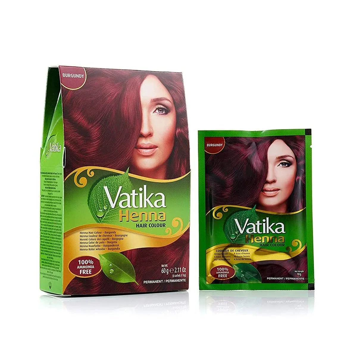 Vatika Henna Dark Brown 100% Ammonia Free Hair Color 6 x 10g