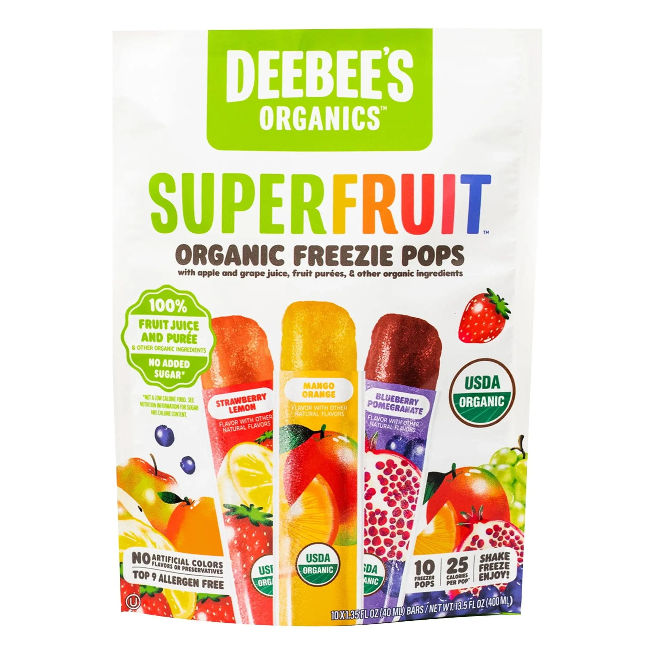 DeeBee's Organics Freezie Fruit Pop Variety 10 Pk