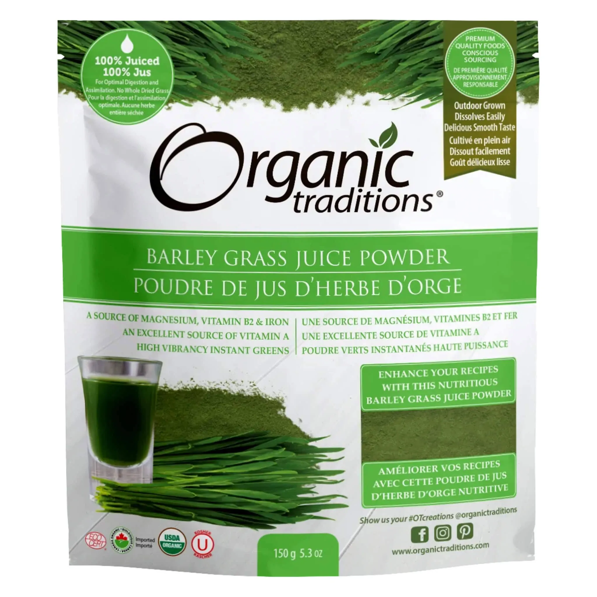 Organic Traditions Barley Grass Juice Powder (150 g)