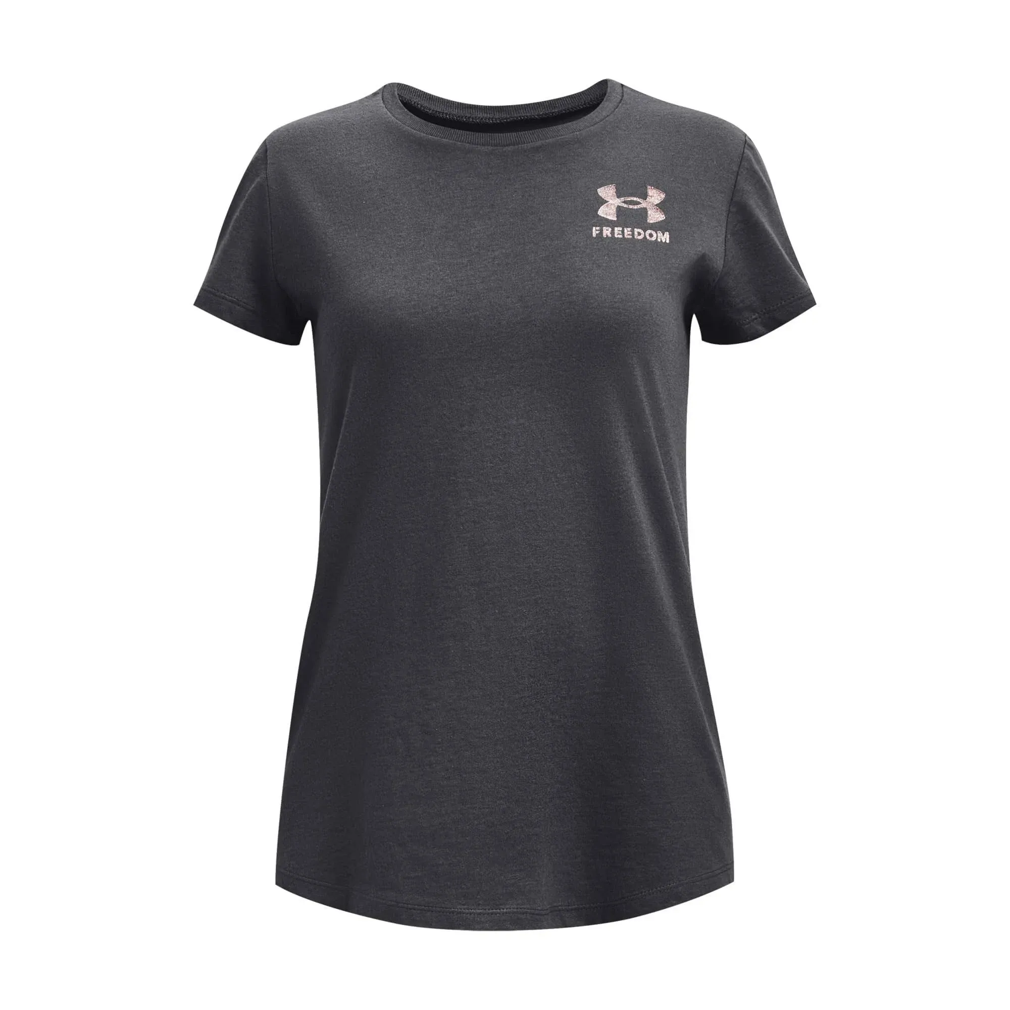 Under Armour Girl&#039;s Short Sleeve UA Freedom Flag Foil Graphic T-Shirt - Jet Gray - M