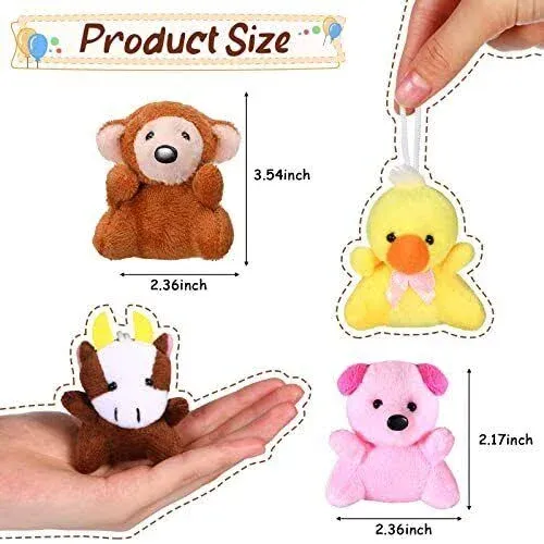 100 Pcs Mini Plush Stuffed Animal Bulk Small Animal Toys Keychain Decoration Party Favors Easter Egg Stuffer for Kids Birthday Carnival Classroom Prizes Gift Goodie Bag Filler (Forest Animals)