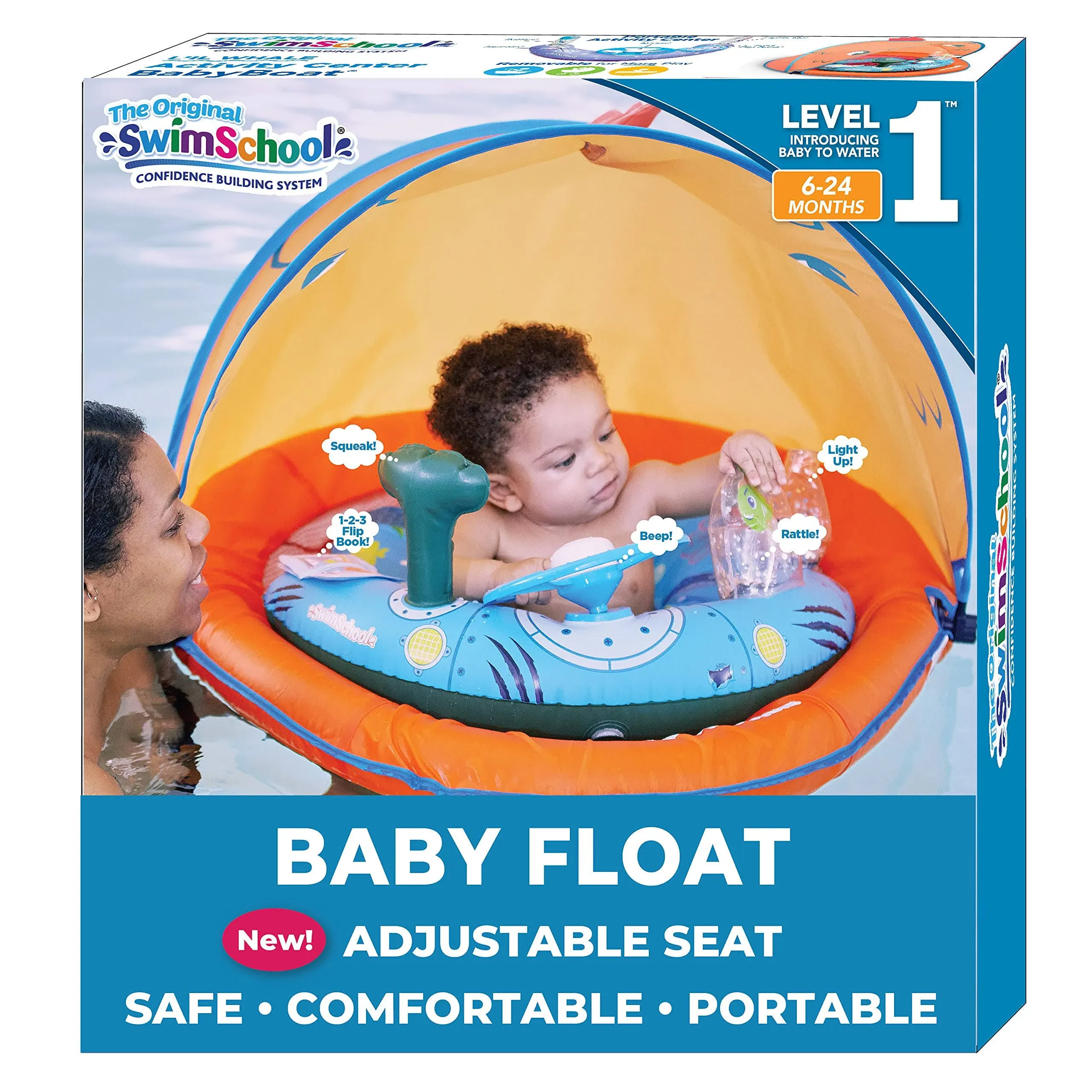 Swimschoolababy Pool Floatawith Adjustable Canopy - 6-24 Months - Incl