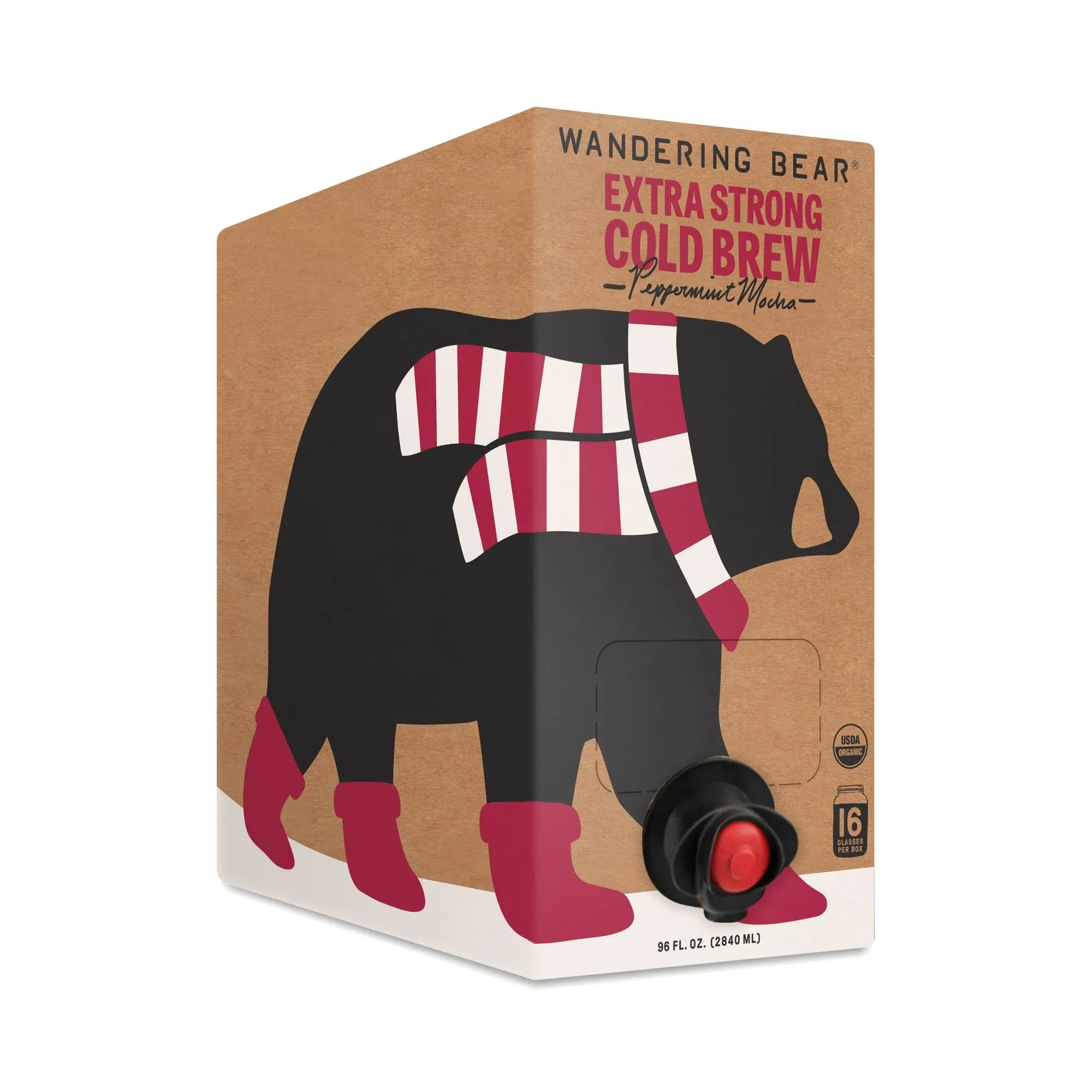 Wandering Bear Coffee Cold Brew on Tap, Peppermint Mocha 96 fl oz Box