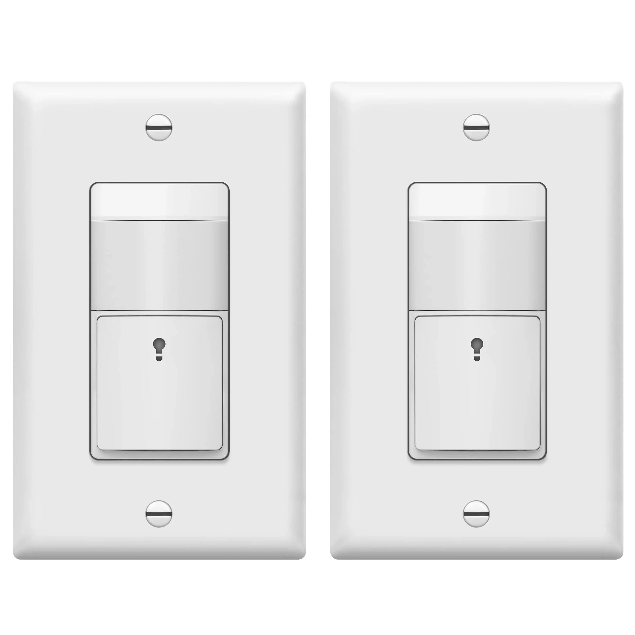 TOPGREENER Motion Sensor PIR Light Switch, Occupancy & Vacancy Modes, No Neutral Required, Operable Without Ground Wire, 1.25A, 150W Dimmable LED, Single Pole, TDOS5-KM-W, White 2-Pack