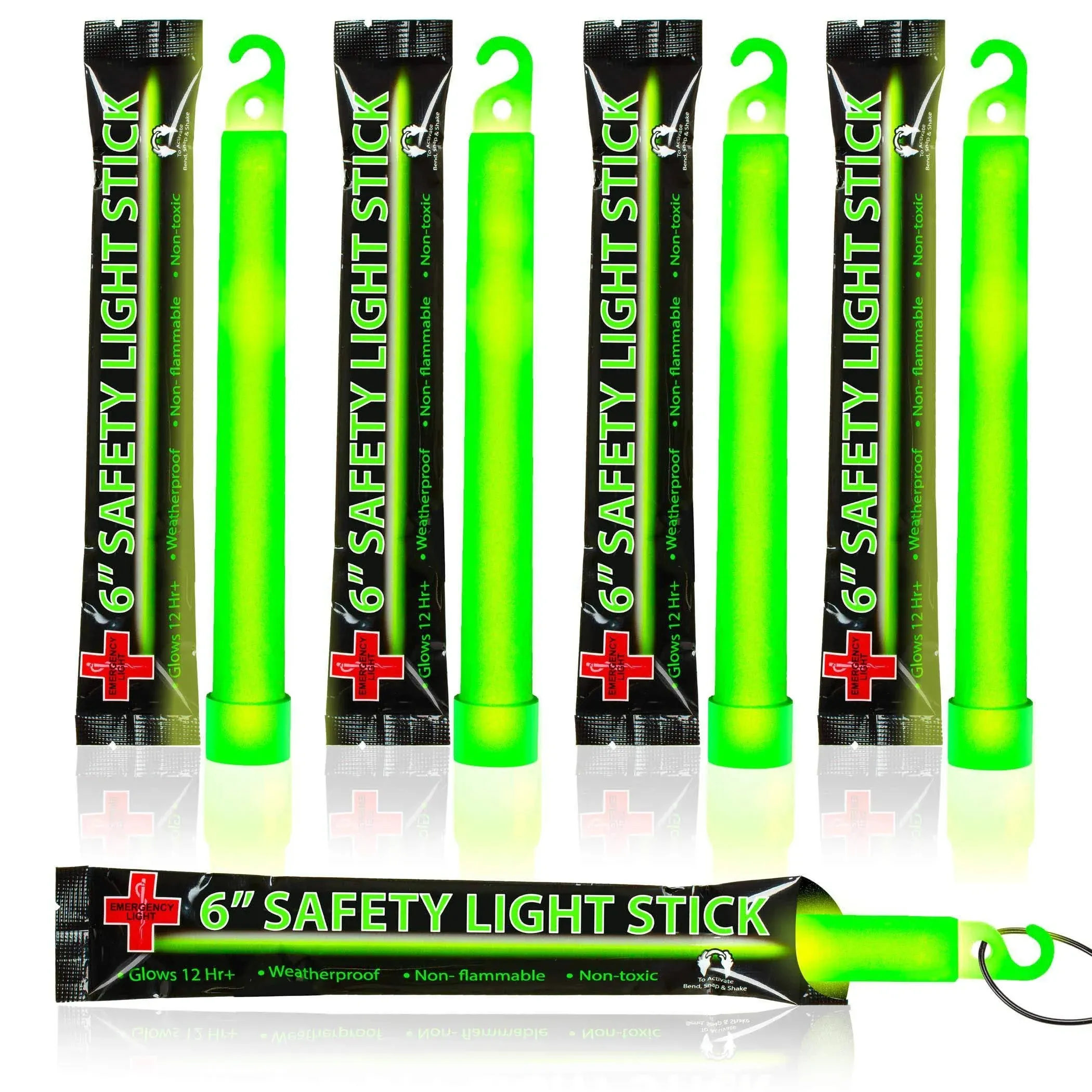 25 Ultra Bright Green Glow Sticks - Individual Packed with Lanyard - for Camping