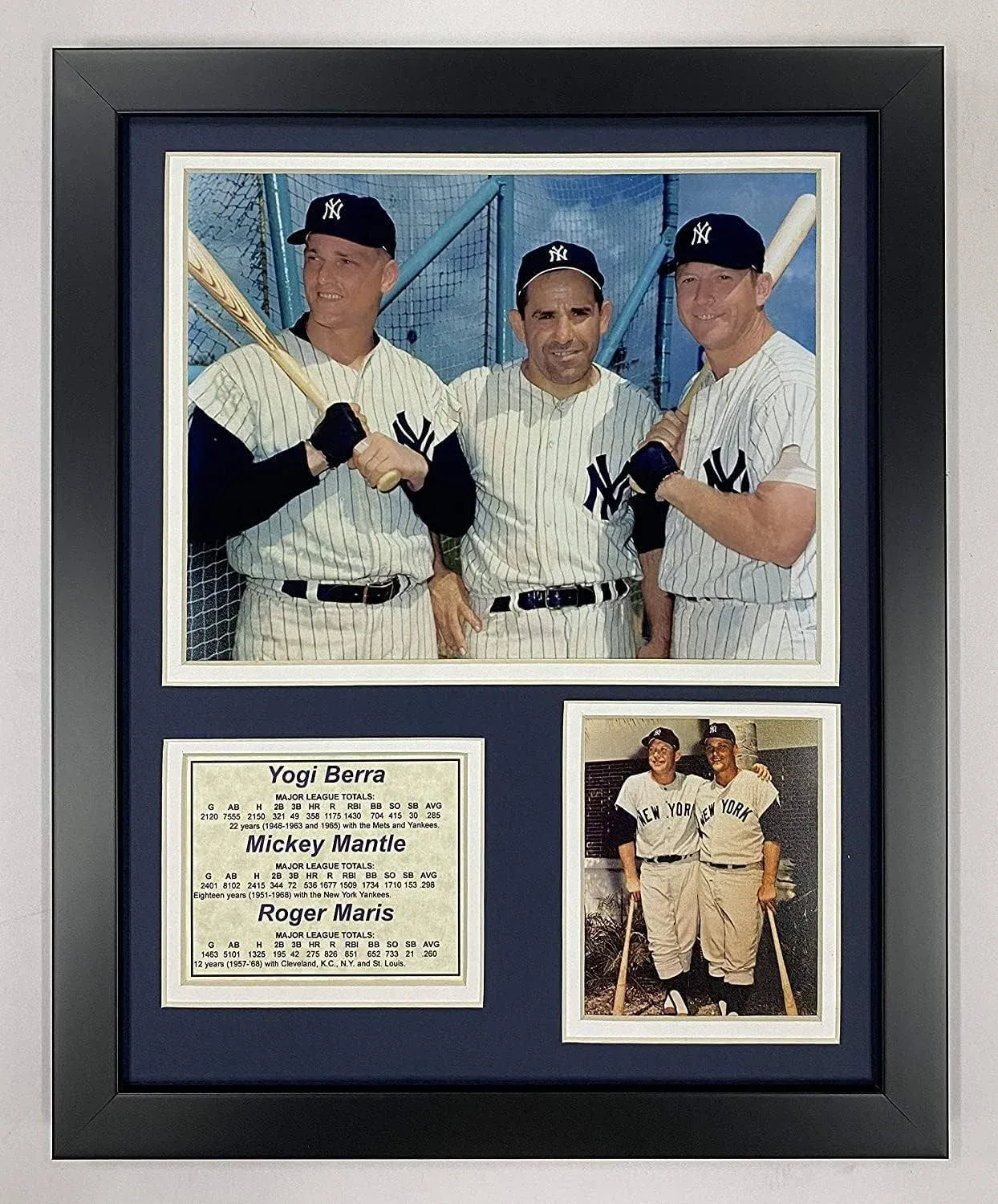 Legends Never Die New York Yankees Yogi Berra, Mickey Mantle and Roger Maris Framed Photo Collage, 11x14-Inch, (11084U)