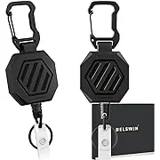 Heavy Duty Retractable Key Badge Holder Reel with Carabiner and 31.5&#034; Cord, 2Pcs