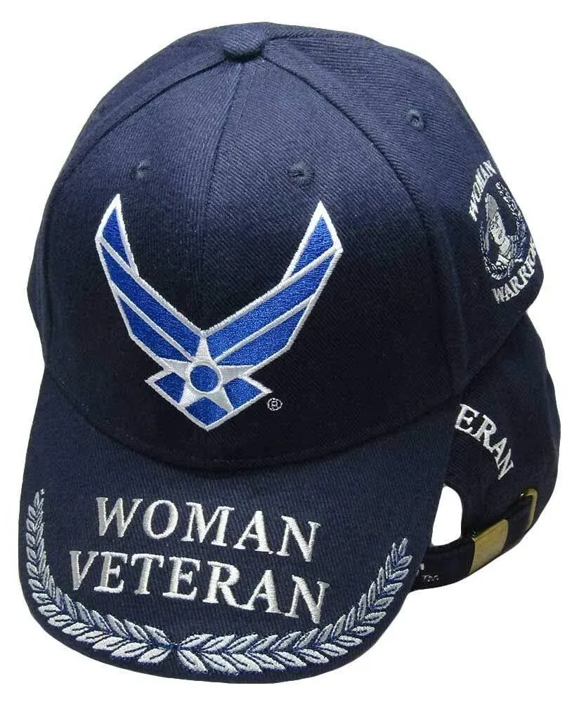 US Air Force Wings Veteran Woman Warrior Navy Blue Blue Embroidered Hat Cap