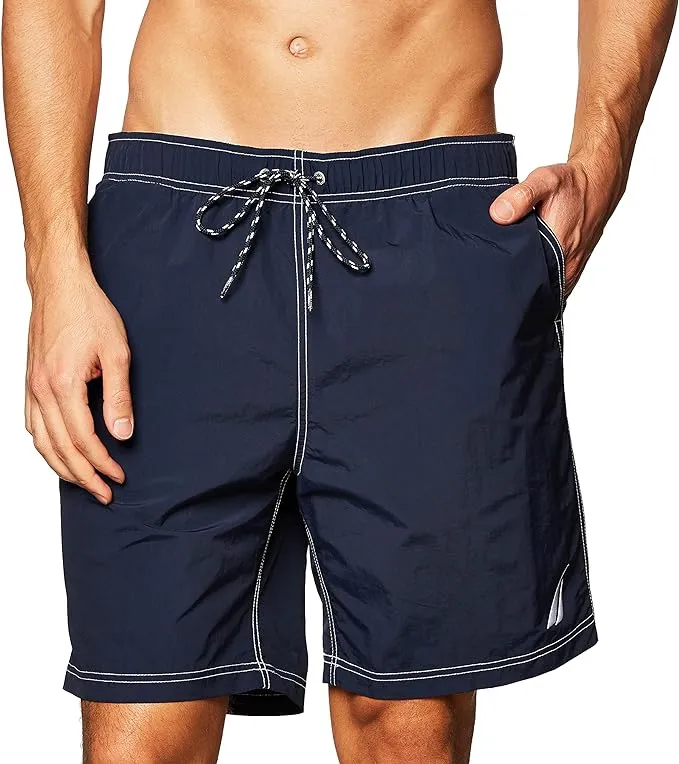 Nautica Men's Solid Quick Dry Classic Logo Swim Trunk