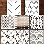 8 Pieces 12 x 12 Inch Herringbone Geometric Wall Stencil Modern Wall Stencils Wall Decor Reusable Film Decorative for Painting.