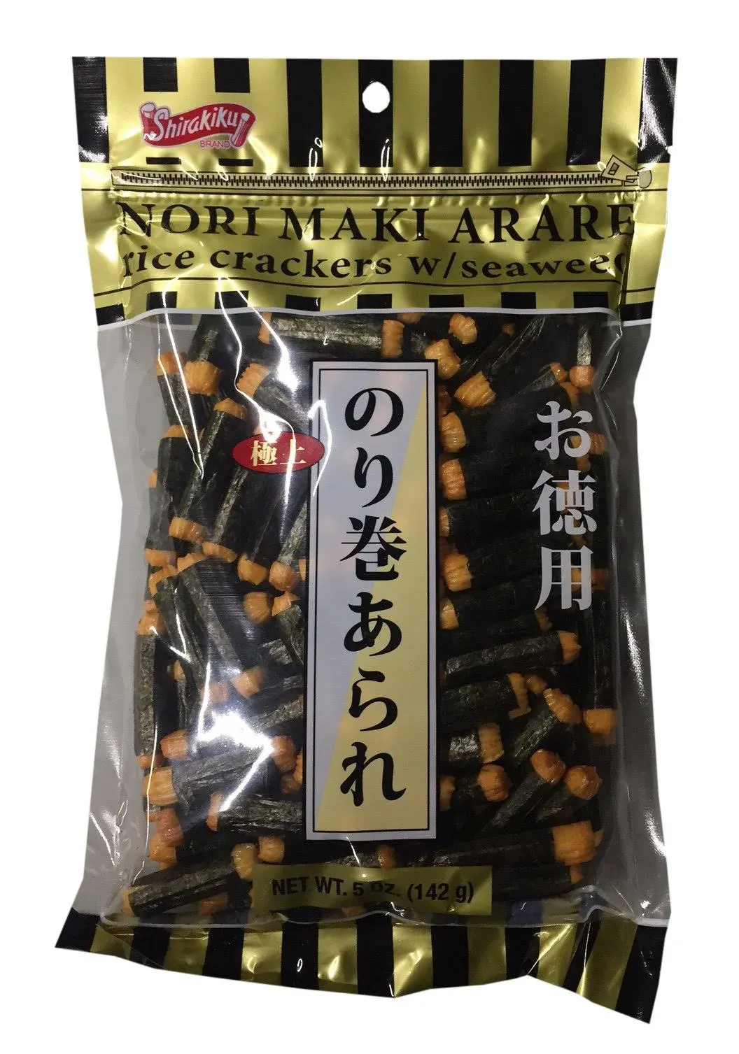 Shirakiku Japanese Nori Maki Arare Rice Crackers Savory Seaweed 5 Oz (Pack of 2)