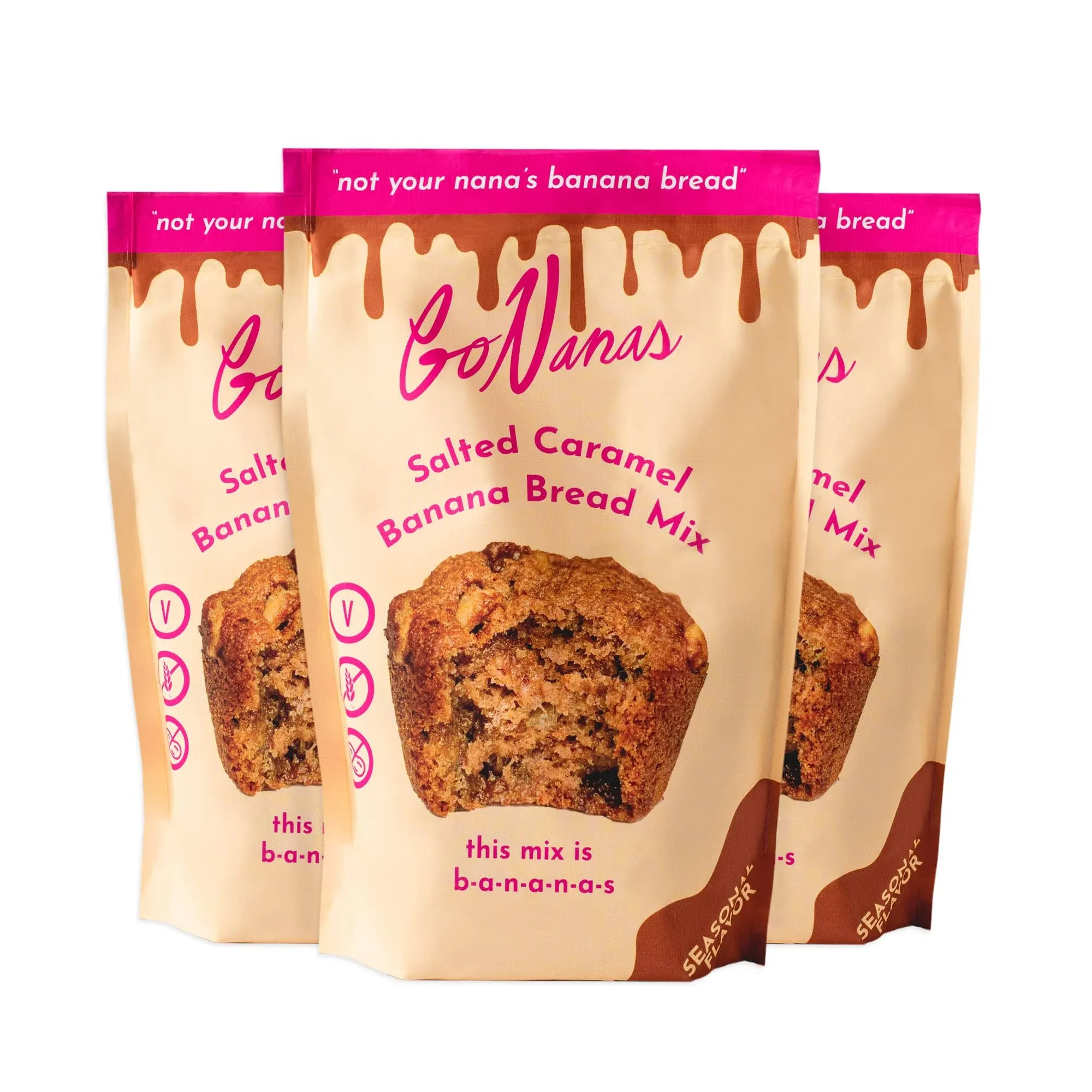 GoNanas Salted Caramel Banana Bread Mix, Vegan, Gluten Free Healthy Snacks. Oat ...