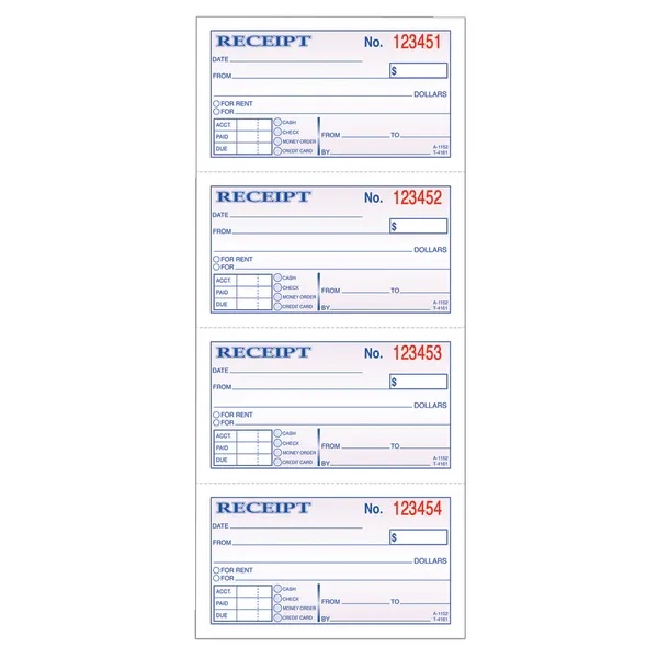 Adams® Carbonless 2-Part Money/Rent Receipt Book, 5 1/4" x 11", Book Of 200 Sets