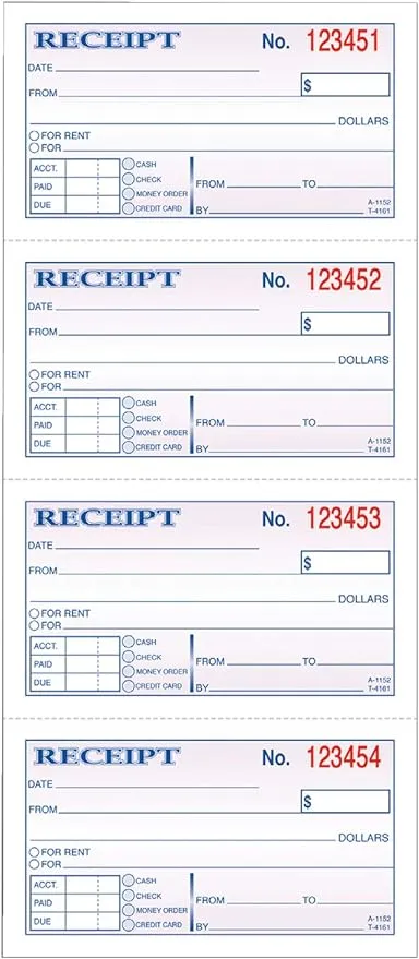 Adams® Carbonless 2-Part Money/Rent Receipt Book, 5 1/4" x 11", Book Of 200 Sets