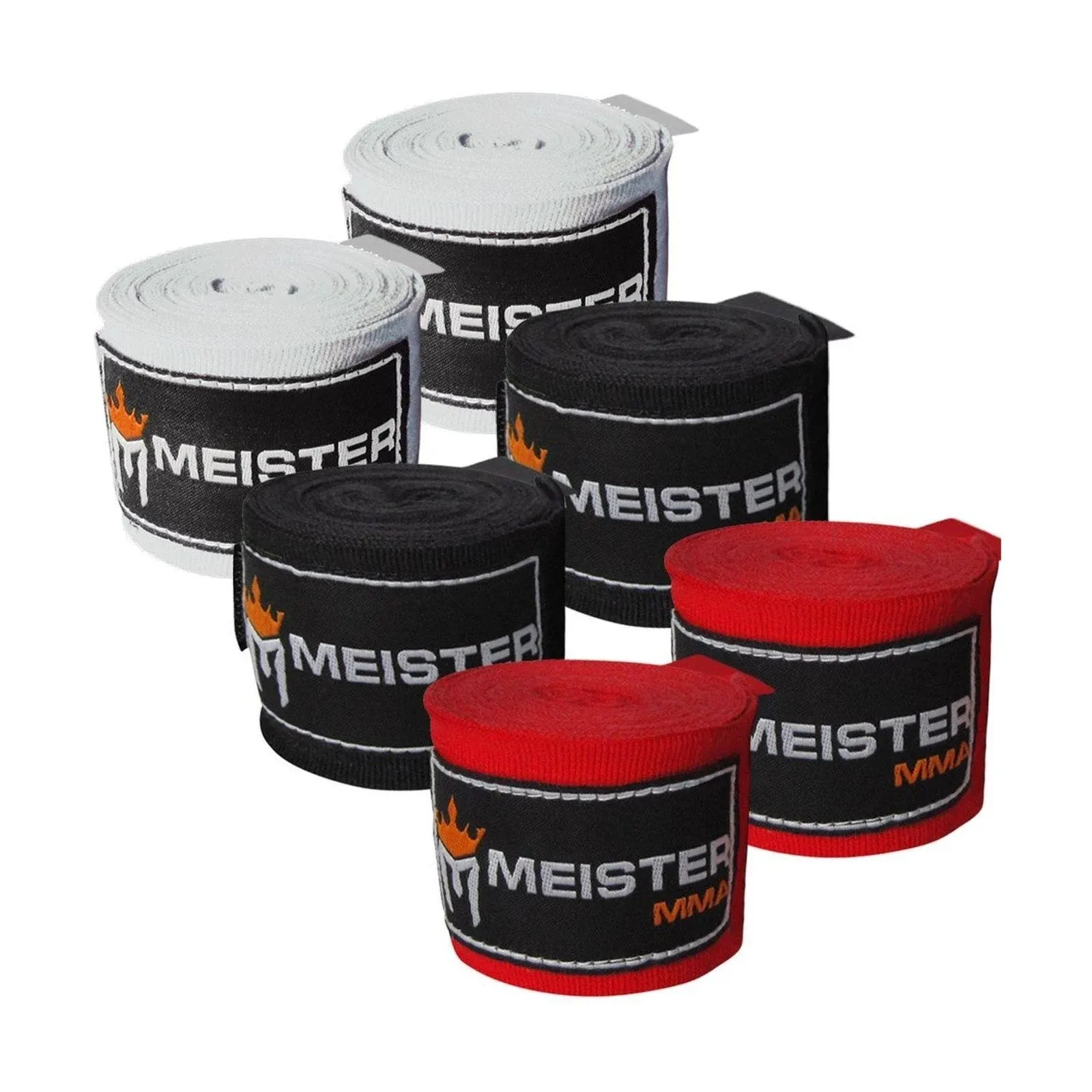 Meister Adult 180" Hand Wraps for MMA & Boxing - 3 Pairs Pack