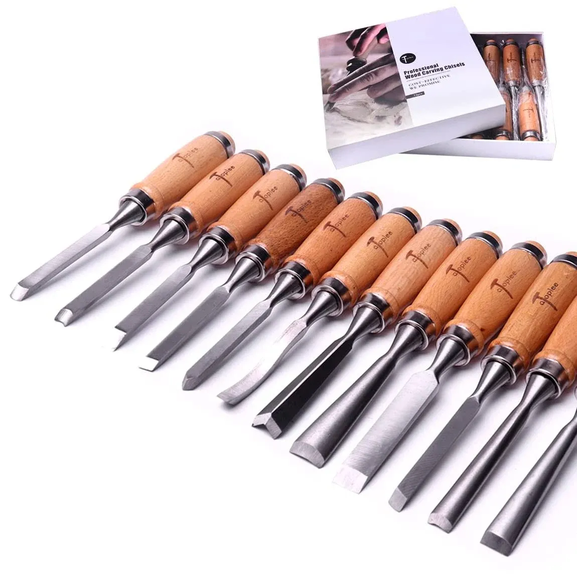 ATOPLEE 12pcs Wood Carving Chisel Set