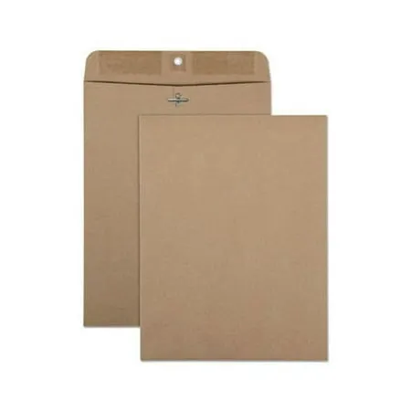 Recycled Brown Kraft Clasp Envelope, #90, Square Flap, Clasp/Gummed Closure, 9 x 12, Brown Kraft, 100/Box