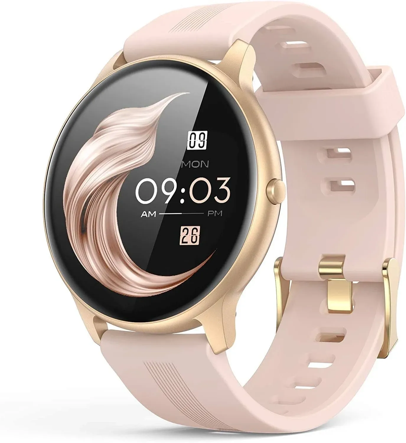 Smart Watch (Answer/Make Call) 1.96"" Full Screen Fitness Tracker  Rose gold case with pink band