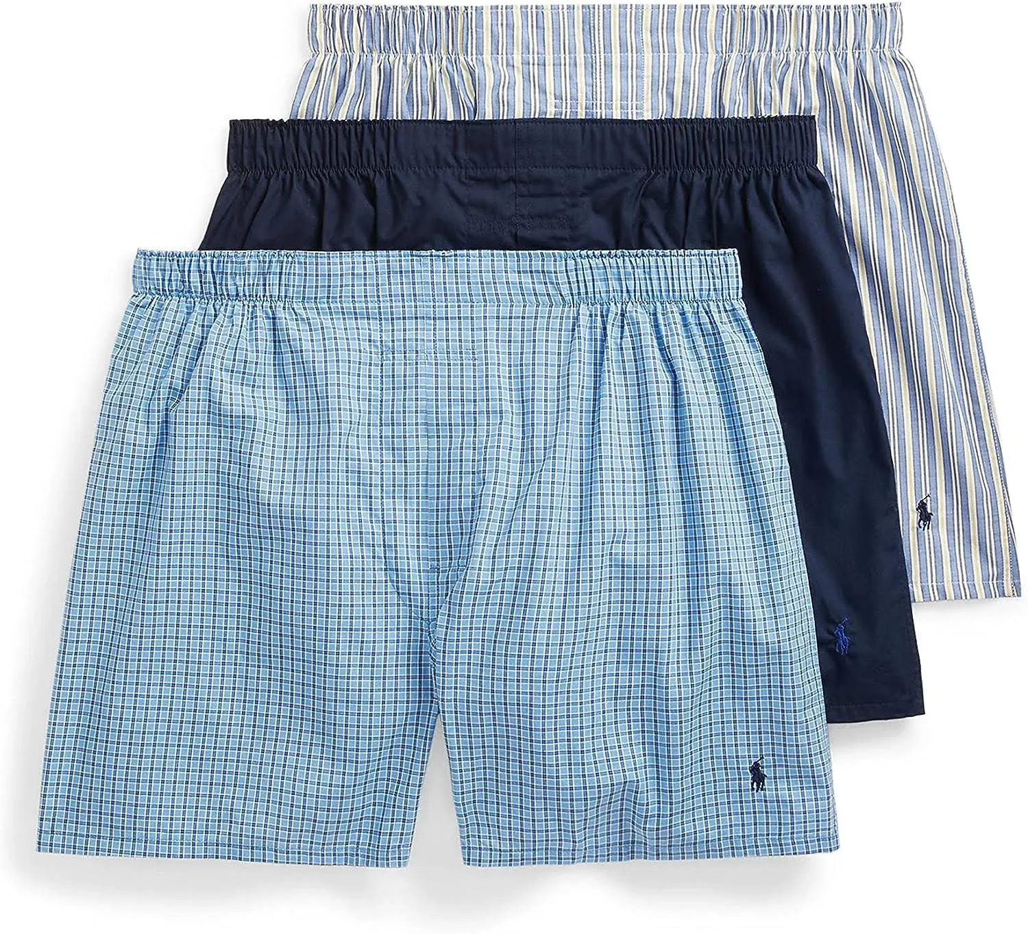 Polo Ralph Lauren Men's 3-Pack Classic-Fit Woven Cotton Boxers - Blue - Size S