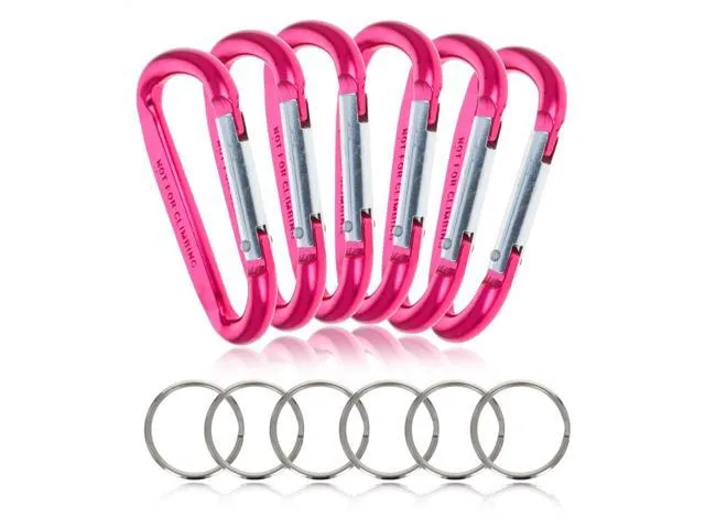 ASR Outdoor 6-Pack Aluminum Multi-Color Carabiner Spring Clip Keychain (Many Sizes, Colors)