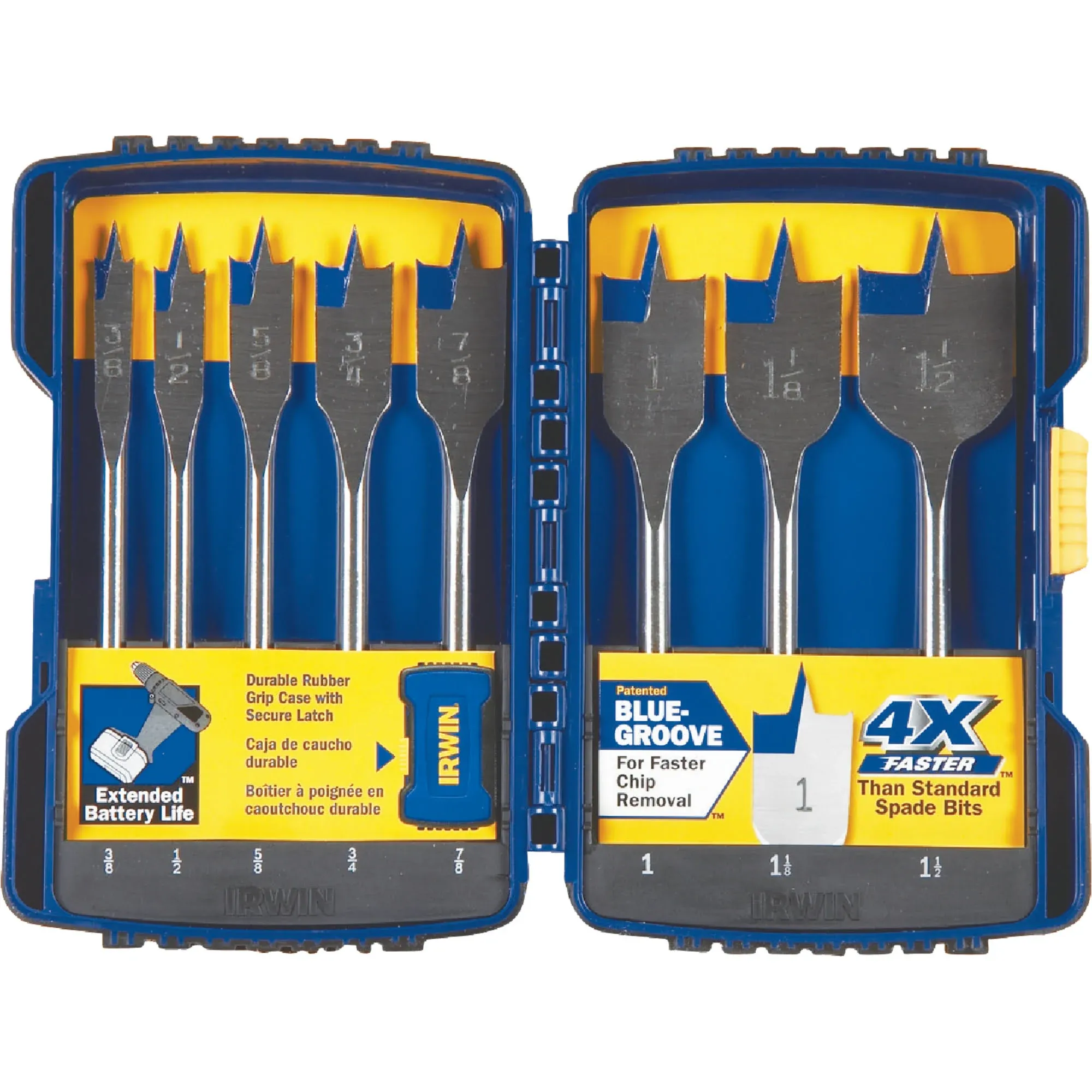 Irwin IWAX128PC SPEEDBOR 8-Piece Spade Bit Set