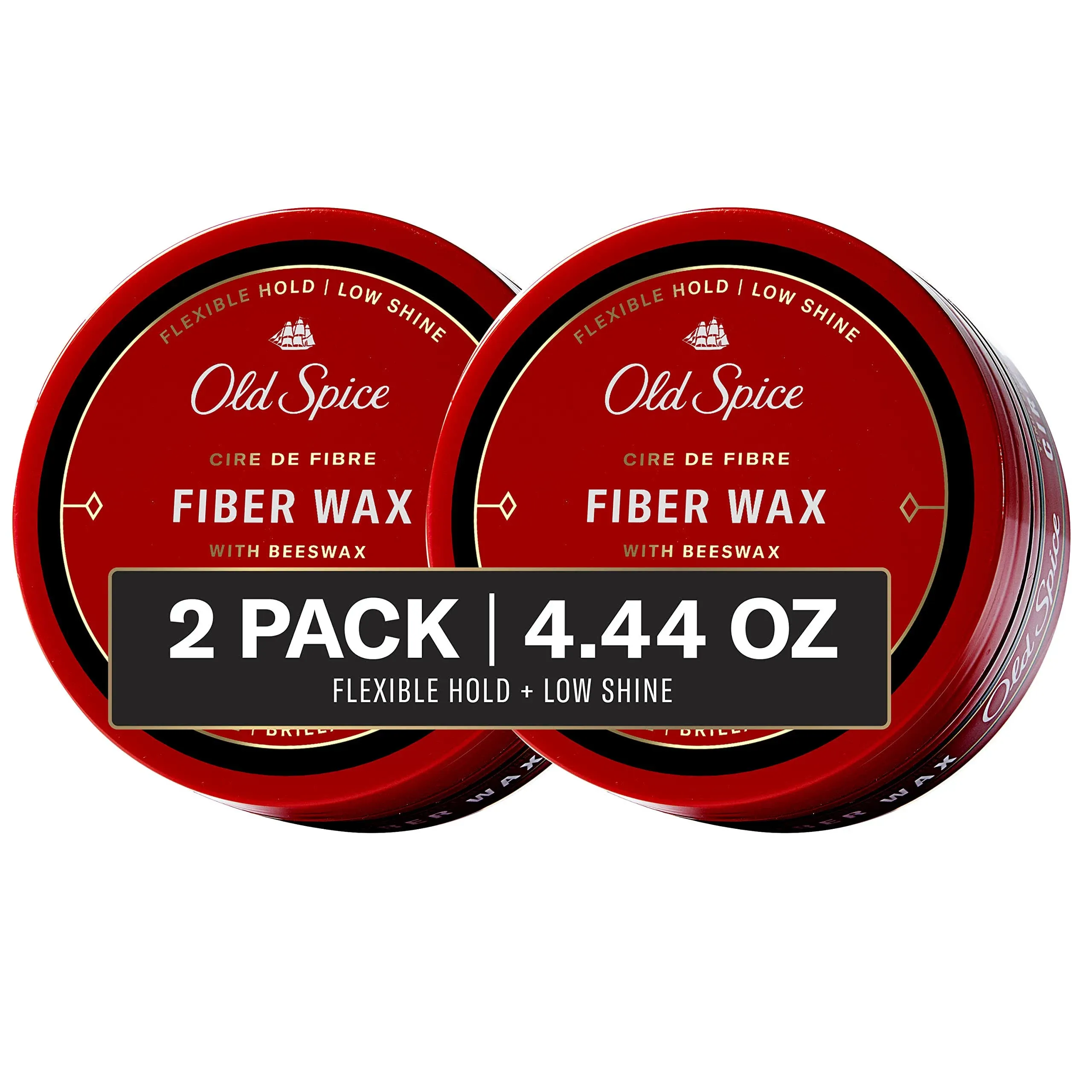 Old Spice, Hair Styling Fiber Wax for Men Flexible HoldLow Shine 2.22 Each Twin Pack New Formula, 4.44 fl oz